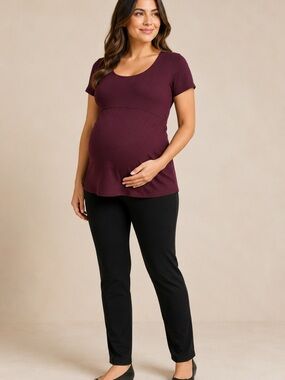 Motherhood Plum Scoop Neck Short Sleeve Tunic